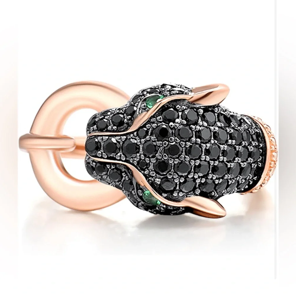 925 Sterling Silver Cubic Zirconia Panther Ring - Picture 2 of 9